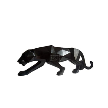 Life size fiberglass animal statues black geometric resin panther sculpture