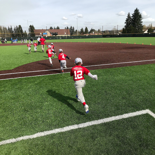 Césped artificial de campo de béisbol