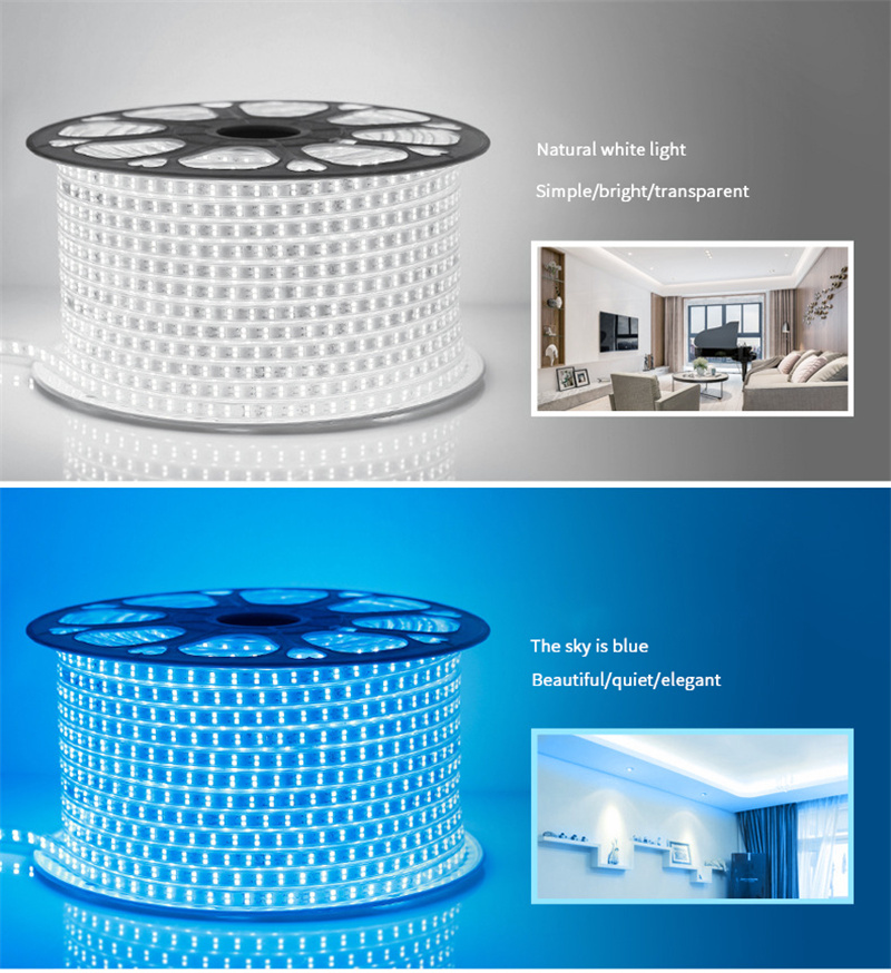 220V SMD 5050 RGB led strip 96 Leds strip light PVC cover waterproof IP65 flexible led light strip