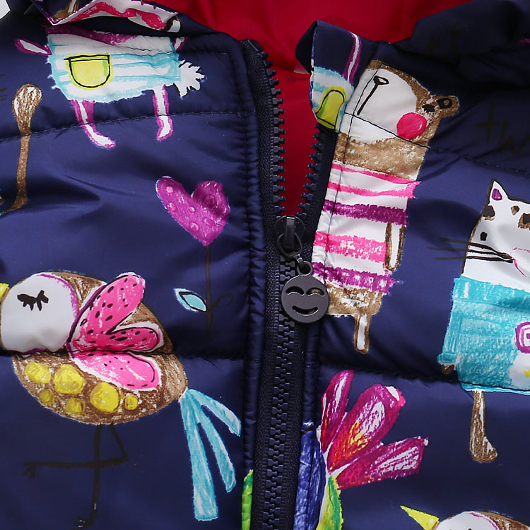 Children Clothing Winter Outerwear&Coats Animal Graffiti Thick Princess Girls Vest Hooded Kids Jackets Baby Girl Warm Waistcoat