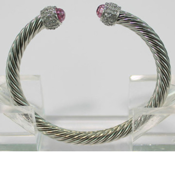 Silver Cable Classics Bracelet pink and Crystal