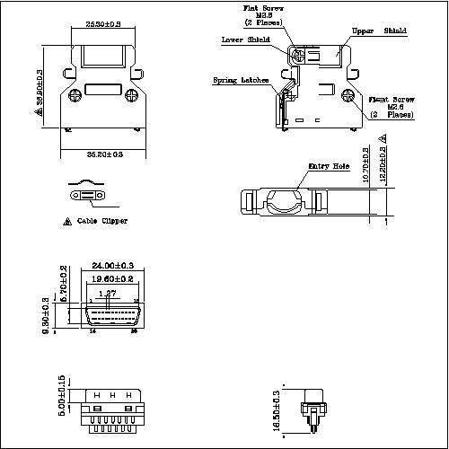 1.27mm Series Shielded Backshell Kits 26P Str 1.27mm Series Shielded Backshell Kits 26P Str