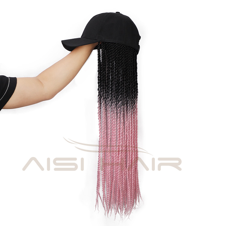 Aisi Hair Heat Resistant Synthetic Baseball Hat With Crochet Twist Braiding Hair Extension For Black Women Synthetic Hair Wigs