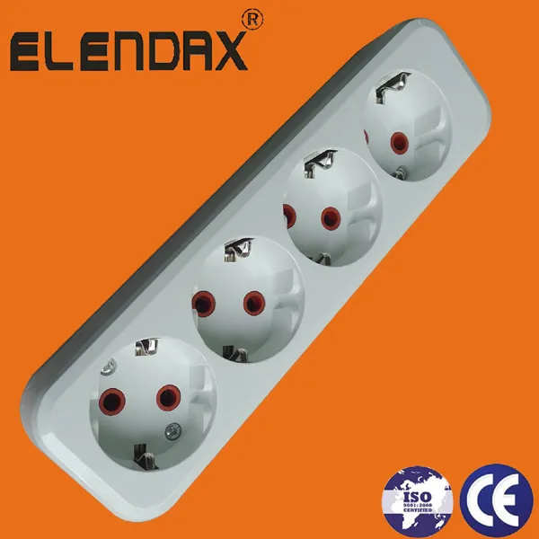 European Style 2 Pin Power Multi Socket Extension Cord (E8005)