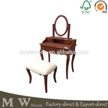 french style furniture antique dressing table with mirror and stool, antique dressing table with mirror and stool