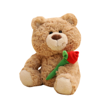 Colorful Flower Brown Teddy Bear Stuffed Animal Toy Pillow