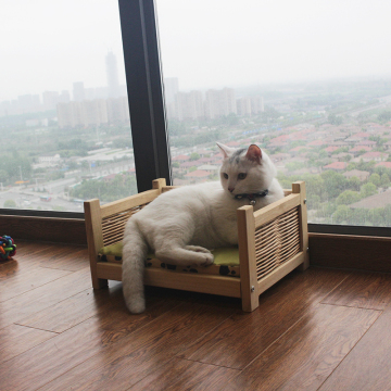 Elevated Wooden Pet Nest Dog Pet Bed