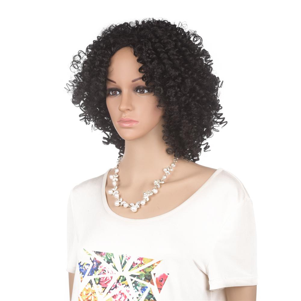 MYZYR's own brand 12-inch heat-resistant curly hair synthetic African wig, cheap high-quality synthetic wig supplier (black)
