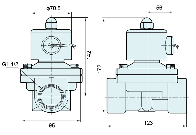 Overall Dimension of 2S400-40 solenoid valves