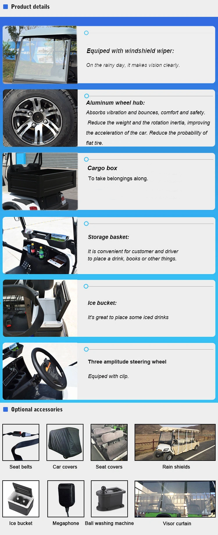 China Special High Quality 2 Seats Electric Golf Car Hotel Car