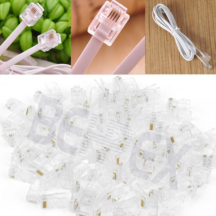 Gold Plated Leads RJ45 CAT5 8P8C Crystal Network Modular Connector Cable Head Plug