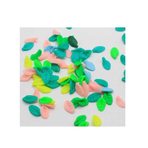 Cute Design 100pcs Mini Tree Leaf Cheap Soft Polymer Clay Beads Cheap Colorful Kawaii for Decoration DIY Slime Supplies