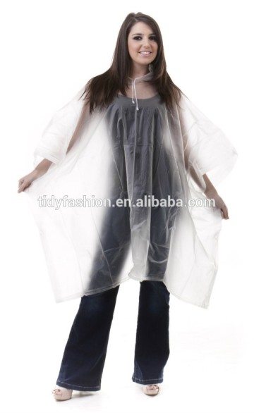 Waterproof Transparent Womens PVC Rain Poncho