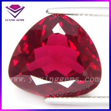 Fat Triangle Shape Facet Cut Artificial Ruby Trillion Corundum Gemstone