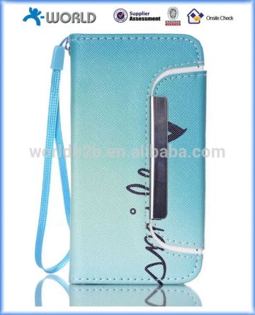 color printing 2 in 1 leather wallet case for iphone 6/6 plus, hand strap leather case for iphone 6s/6s plus