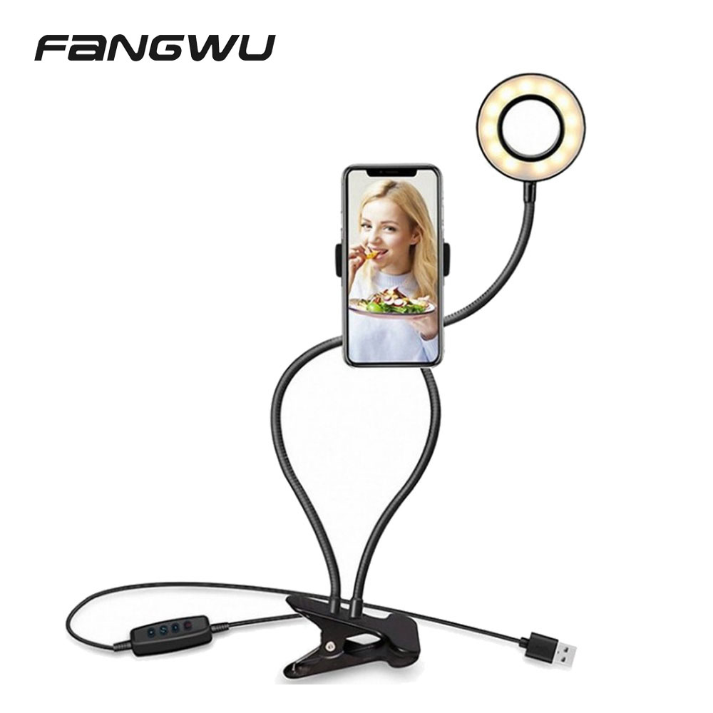 2-in-1 Cell Phone Led Camera Ring Light Tik Tok Desk Stand For Live Stream