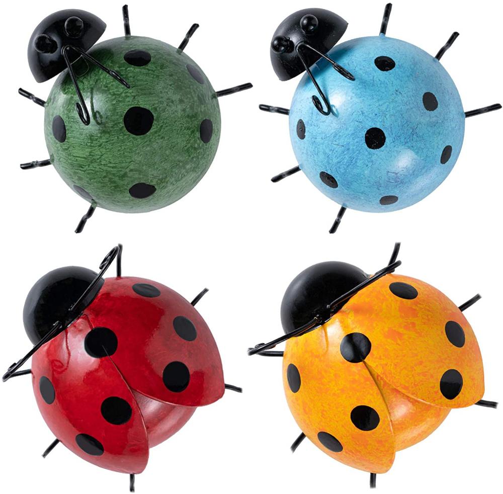 Metal Ladybugs Sculptures Wall Decor