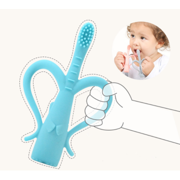 Elephant Baby Cleaning Silicone Toothbrushes Handle Child