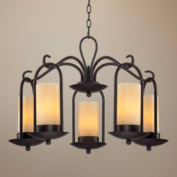 Onyx Faux Stone Candle 30\" Wide Espresso Outdoor Chandelier