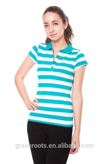 Custom Stripe Polo Shirt,Cotton Polo Shirt,Cheap Price for Women's T-shirt Polos