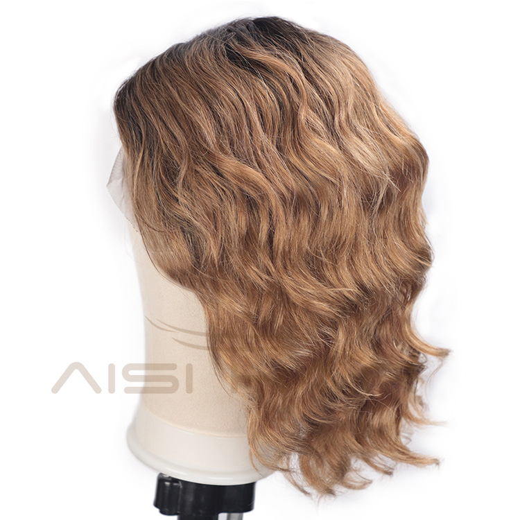 Aisi Hair Wholesale Ombre Brown Short Bob Swiss Lace Wigs Body Wave 100% Brazilian Human Hair Lace Front Wigs For Black Women