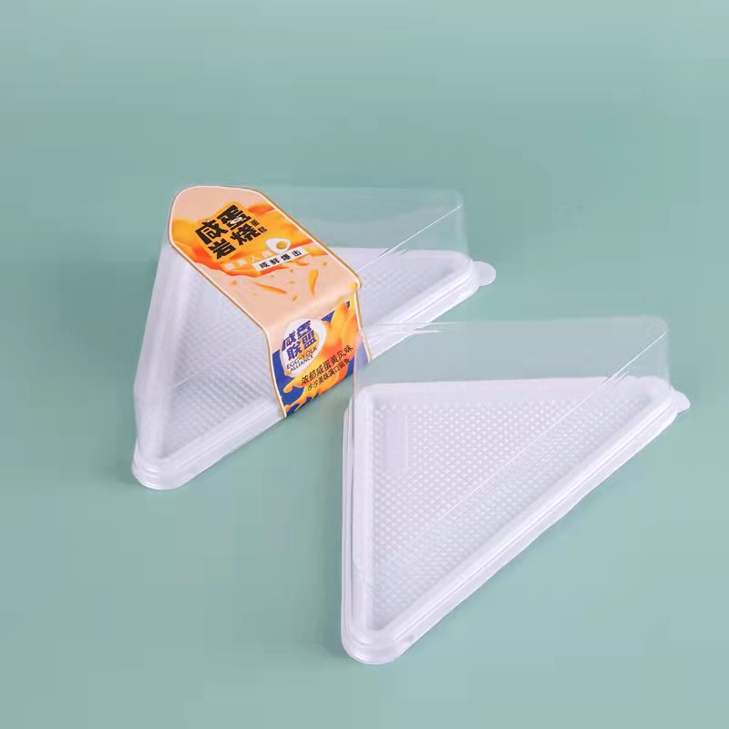 Caja de pastel transparente de plástico para mascotas de triángulo para sándwich