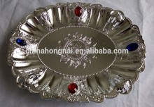 cheap well sold fruit plate with gold and silver plating decorative plastic tray