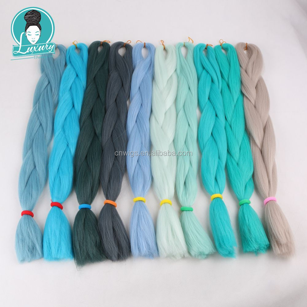 24" 60cm Folded 80grams  Rainbow color(1001-T2356) Bubblegum Pink Blue jumbo braid 100 synthetic braiding hair