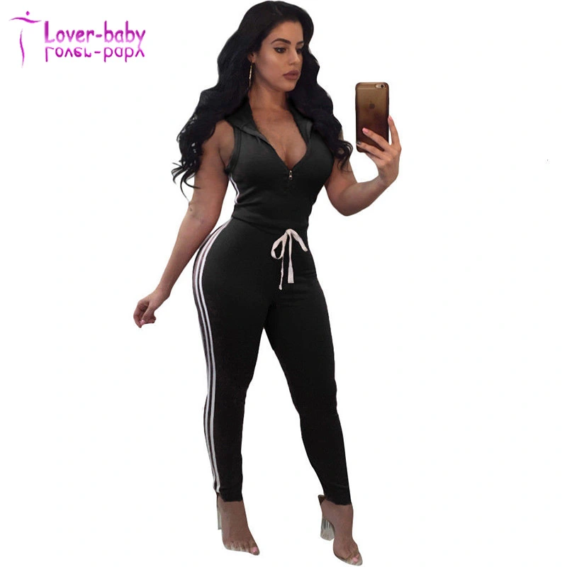 Hooded Zippered Sports Jumpsuit