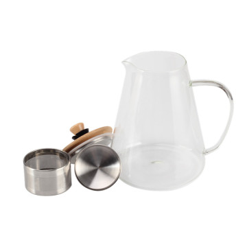 1L glass Tea Pot with Bamboo Lid