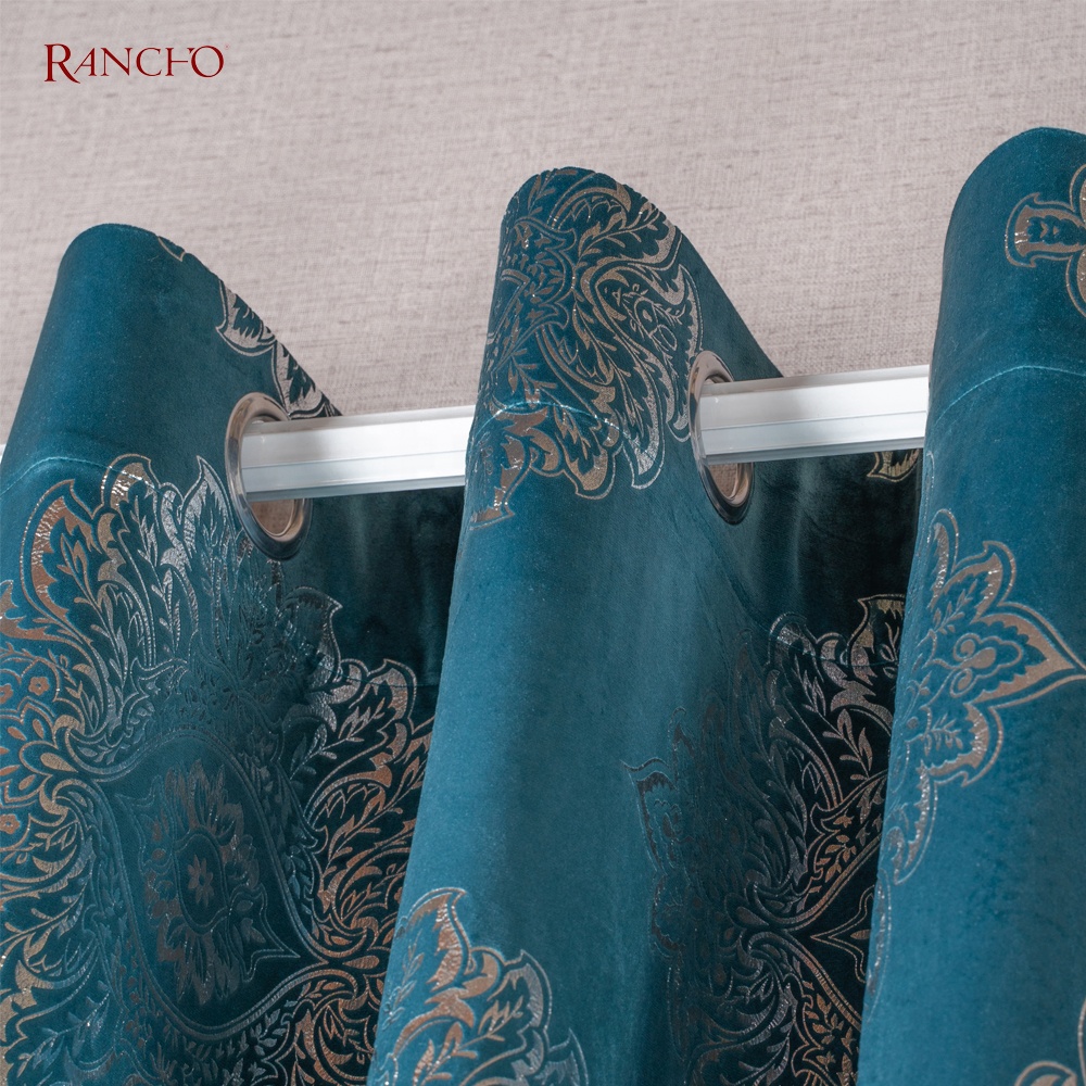 Velvet Curtain Foil Printed And Elegance Solid Color Window Curtains For Living Rooms