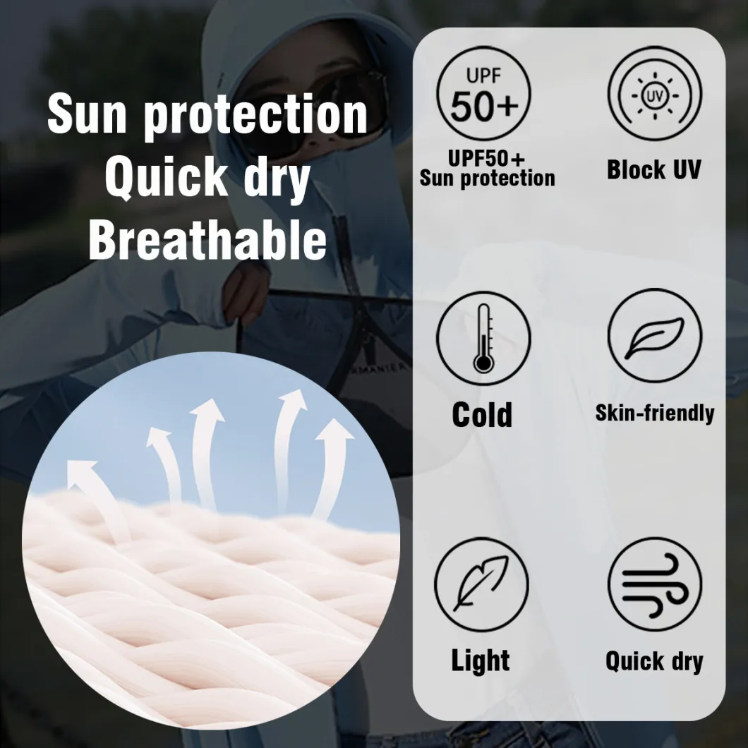 Long Women's Sun Protection Suit with Face Mask Upf50+