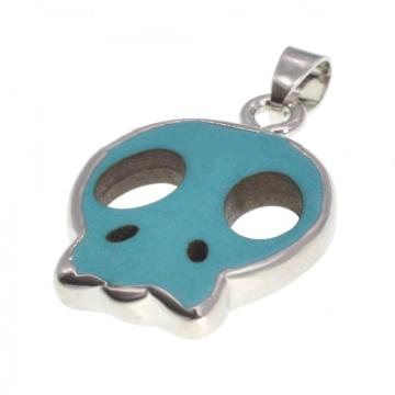 Silver Turquoise Skull Head Pendant