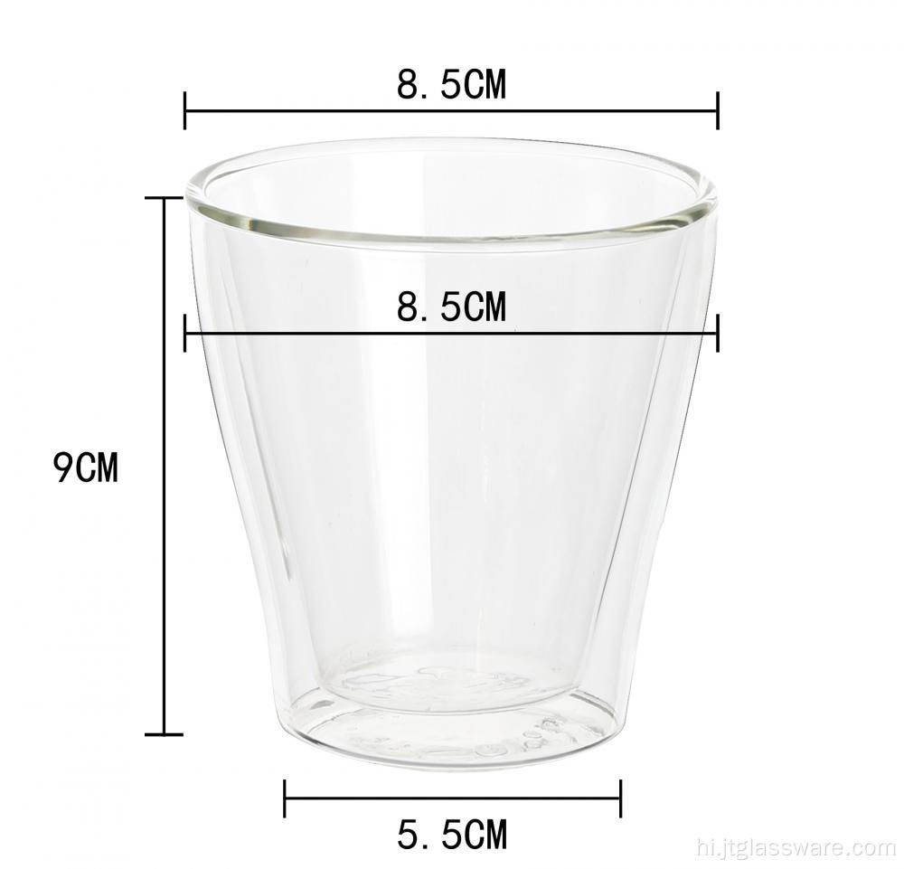 कॉफी के लिए 250 मिलीलीटर हस्तनिर्मित डबल वॉल ग्लास कप