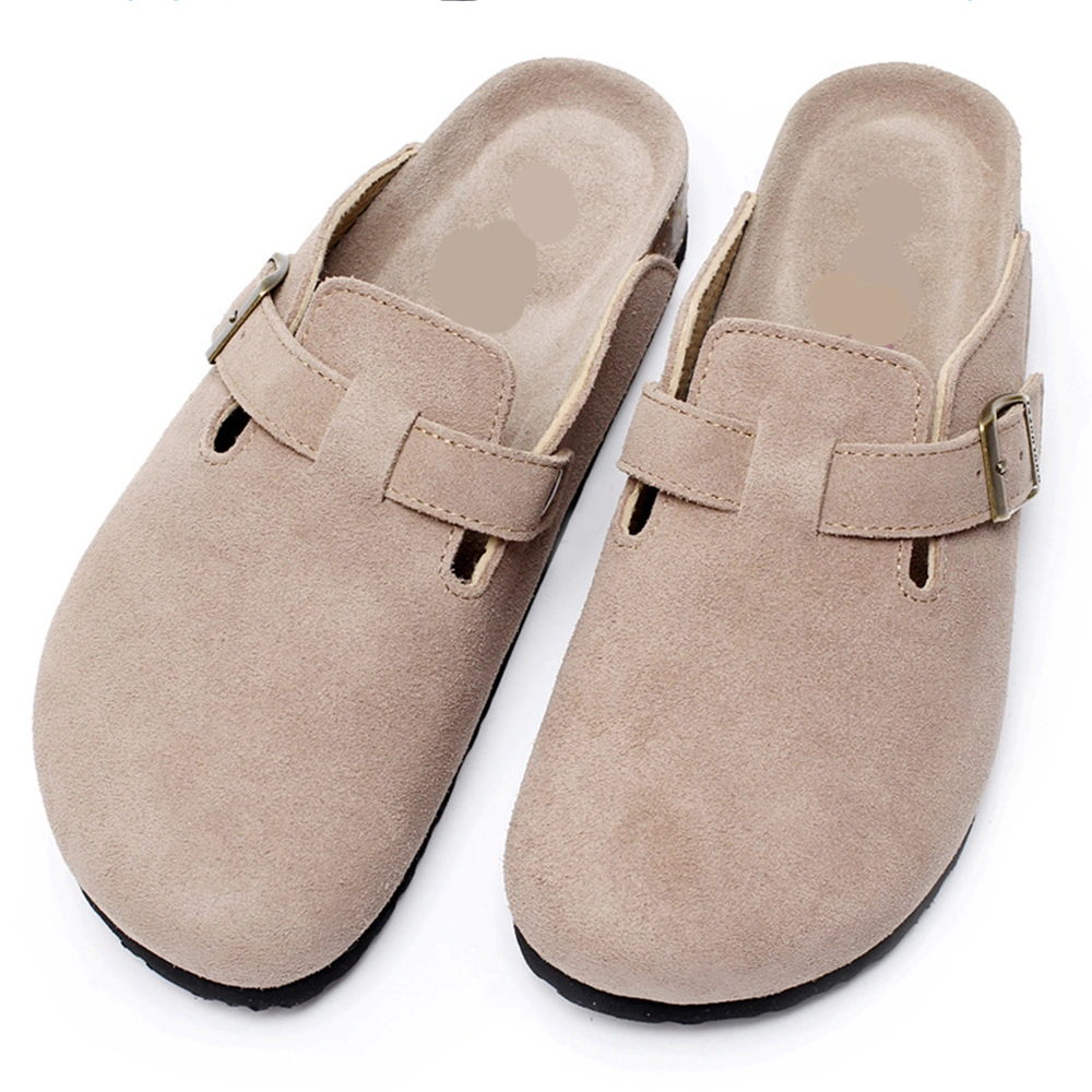 Winter Cow Suede Women's Clogs Indoor Outdoor Sandals with Cork Sole Footwear Leather Clogs Women