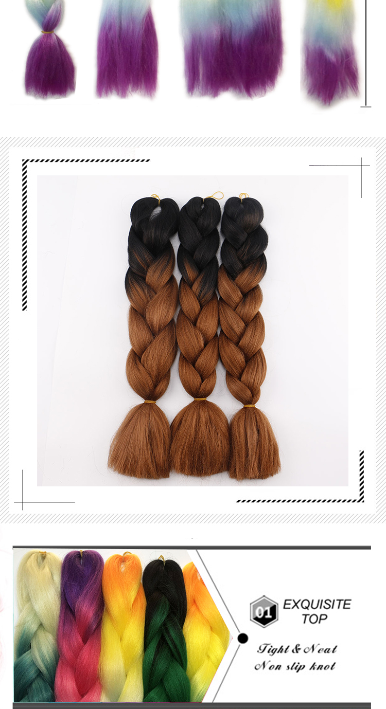 24inch 100g Synthetic Braiding Hair Jumbo Braids 24 Inch Synthetic High Temperature expression Crochet Wholesale Braiding Hair