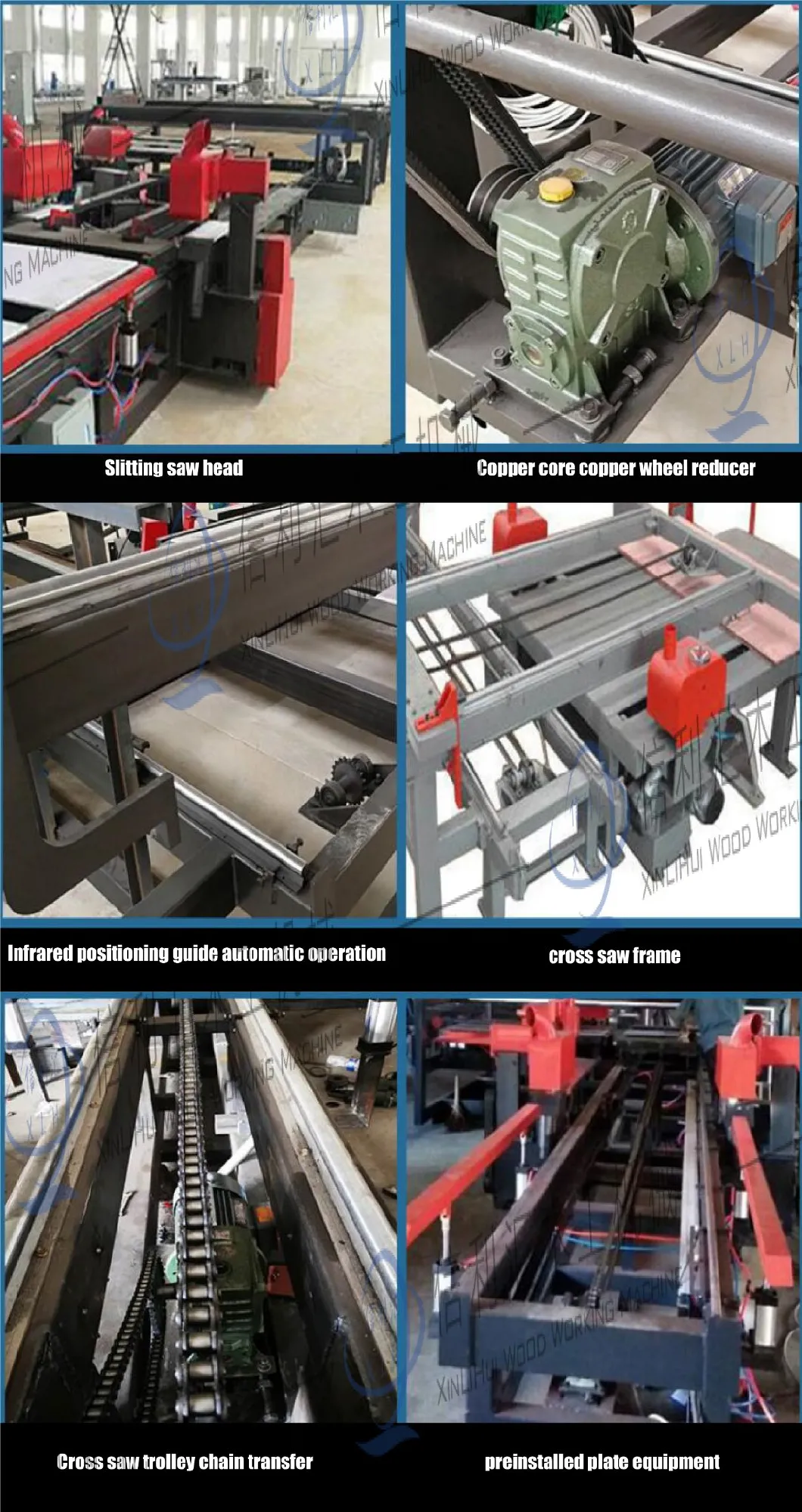 Woodworking Machinery Automatic Longitudinal and Transverse Wood Cutting Saw Four Edge Trimming Timber Sawing Machine for Wood Cutting