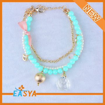 Factory Direct Wholesale Ribbon Tie Turquoise Beads Bracelet