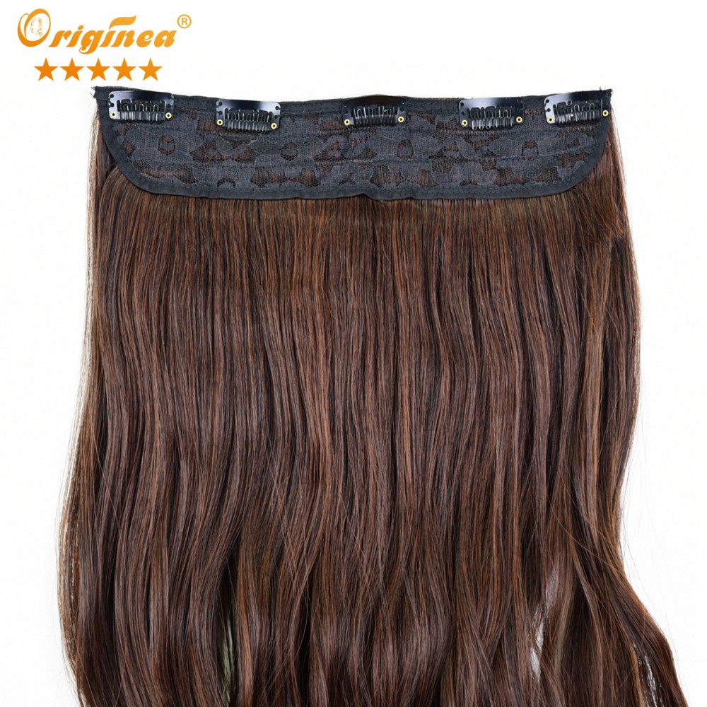 Wholesale high quality wavy 5 clips on hair extension cheap synthetic clip in hair extension for women mix color 2# 30#