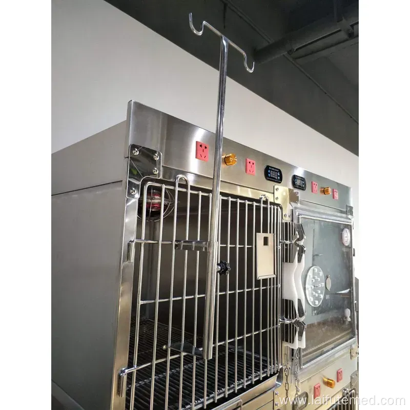 Large Stainless Steel Veterinary Animal Cages with Infrared Lamp