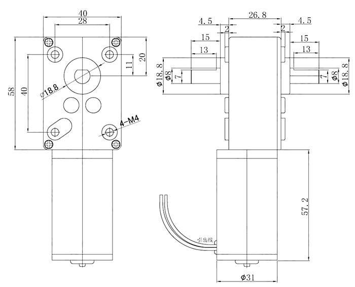 dual shaft motor