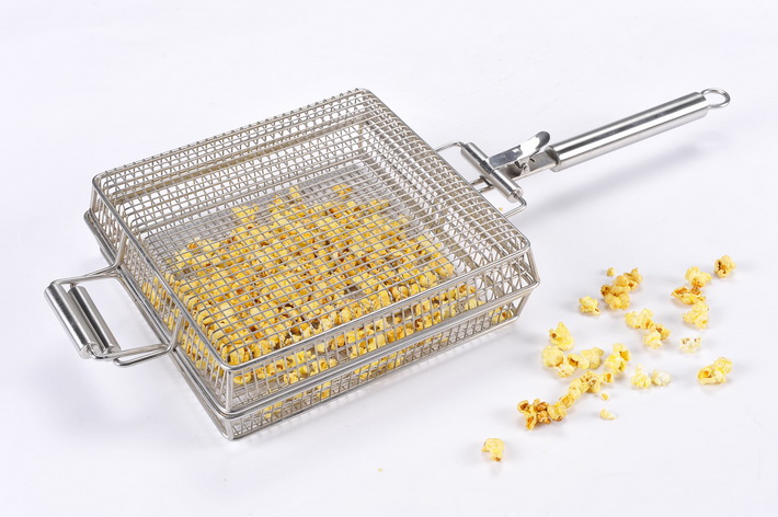 Stainless Steel Mesh Grilling Popcorn Basket