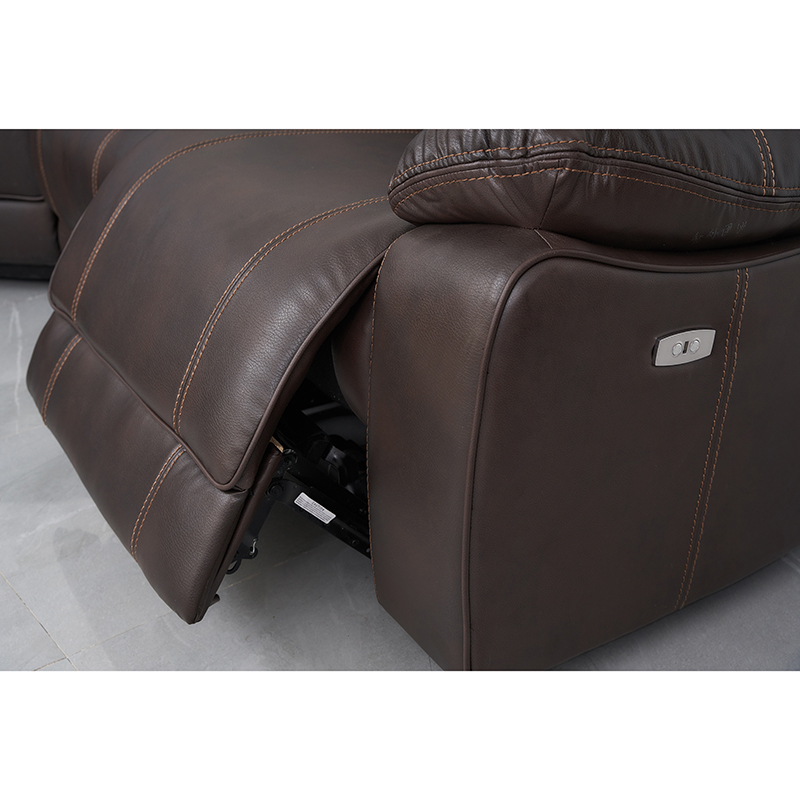 Brown Air Leather Electric Corner Recliner Sofa