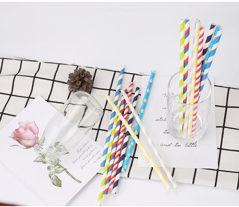 Eco-Friendly Biodegradable Paper Straw with Colorful Decoration