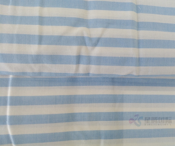 Striped Blue And White Yarn Dyed Cotton Fabric