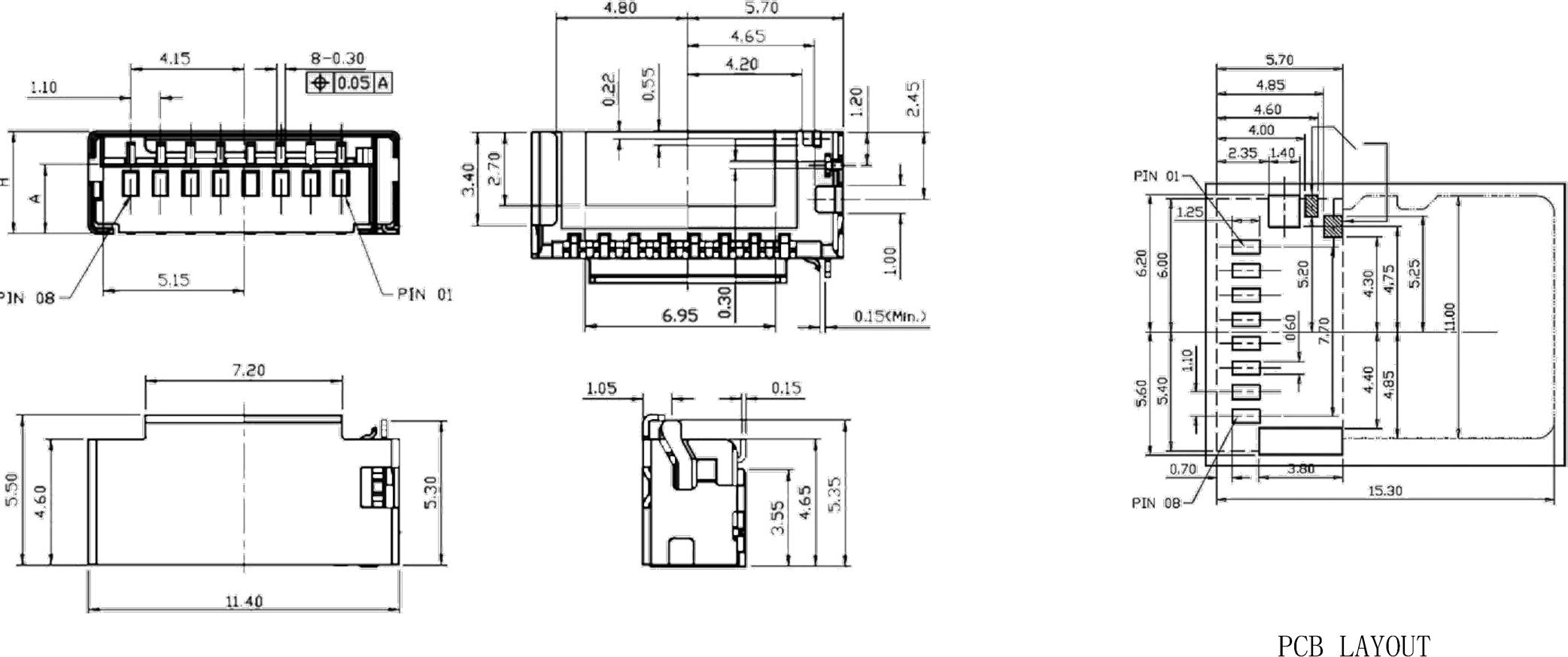 ATK-TSIM-X-A-007 Micro SD Card Header with Detect Pin,8P ,with Difference Height