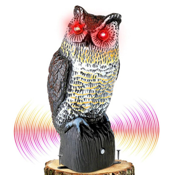 Customized Motorized Plastic Owl with Flashing Eyes and Frightening Sound - Garden Scarecrow Deterrent