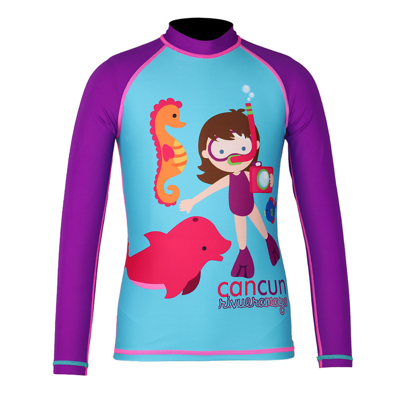 Seaskin Girls Swimsuit Sun Lengan Panjang Rashguard