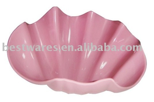 Unique design pink melamine shell flower shaped eating plates