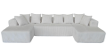 compressed white u shape sofa